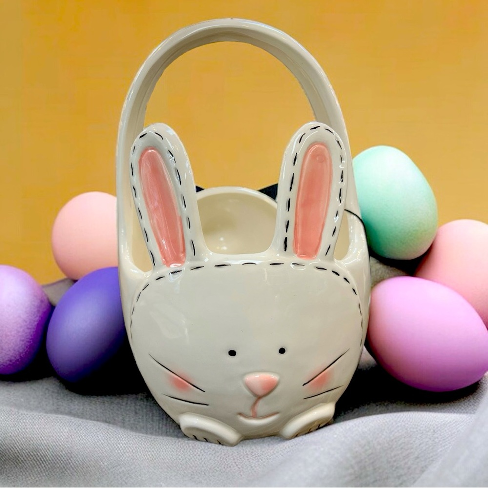 NWT Ceramic Bunny Basket- Home Decor